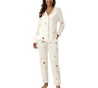Generico Pigiama Donna Invernale Set Caldo Pile Pigiami Due Pezzi Morbido Manica Lunga Pantalone Lungo Pigiama 2 Pezzi con Tasche Morbido Comodo Traspirante per Il Tempo Libero Per La Casa