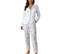 Generico Pigiama Donna Invernale Set Caldo Pile Pigiami Due Pezzi Morbido Manica Lunga Pantalone Lungo Pigiama 2 Pezzi con Tasche Morbido Comodo Traspirante per Il Tempo Libero Per La Casa