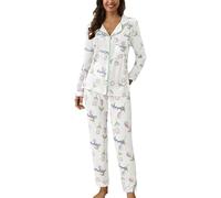 Generico Pigiama Donna Invernale Set Caldo Pile Pigiami Due Pezzi Morbido Manica Lunga Pantalone Lungo Pigiama 2 Pezzi con Tasche Morbido Comodo Traspirante per Il Tempo Libero Per La Casa