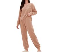 Generico Pigiama Donna Pile Invernale Caldo Pigiami da Notte Top Manica Lunghe E Pantaloni Caldo da Casa per Lounge E Sleepwear Notte Caldi Pjs per Donna Pigiami Due Pezzi da Donna E Uomo