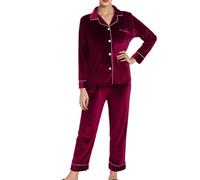 Generico Pigiama Donna - Set Donna Velluto con Bretelle di Pizzo Casual Taglie Forti Abbigliamento per la Casa Pantaloncini