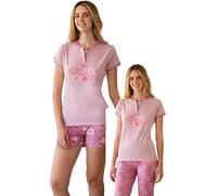 Generico Pigiama Donna Tris, TD60 Cotone 100%, Manica Corta con Pantalone Lungo (Malva, L)