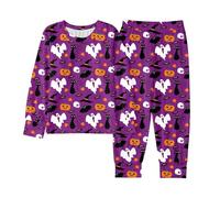 Generico Pigiama Due Pezzi per Bambini di Halloween Costume Cosplay Carino Semplice e Morbido Camicia Pantaloni Set Abbinato Stampa dei Cartoni Animati Regalo 1-12 Anni