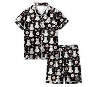 Generico Pigiama Due Pezzi per Bambini di Halloween Divertente Carino Abbigliamento Casual Costumi Carnevale Feste Stampa dei Cartoni Animati dai 3 ai 13 Anni
