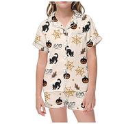 Generico Pigiama Due Pezzi per Bambini di Halloween Divertente familiare da Vacanza Abbigliamento Casual Camicia Pantaloni Set Abbinato Comodi dai 3 ai 13 Anni