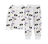 Generico Pigiama Due Pezzi per Bambini di Halloween,Divertente Stampa Fantasma Costume Carino Completo Top Pantaloni Camicia Set Abbinato Abbigliamento Comodi Regalo 1-12 Anni