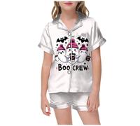 Generico Pigiama Due Pezzi per Bambini di Halloween Famiglia Set Neonato Neutro Costume da Scheletro Camicia Pantaloni Abbinato Stampa dei Cartoni Animati dai 3 ai 13 Anni