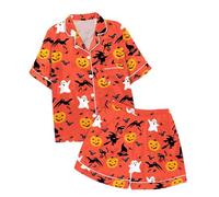 Generico Pigiama Due Pezzi per Bambini di Halloween,Pigiama Divertente Abiti Casual Adolescenti Semplice e Morbido Set Pigiami accoglienti Comodo, Traspirante Ideale Giocare