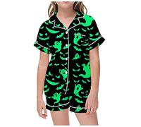 Generico Pigiama Due Pezzi per Bambini di Halloween,Pigiama Divertente familiare da Vacanza Completo Top Pantaloni Camicia Set Abbinato 2 Vestiti Ideale Giocare
