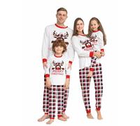 Generico Pigiama Famiglia Natale Set Pigiama di Capodanno Due Pezzi Stampati Top + Pantaloni Set Indumenti da Notte Abiti Natalizi Tuta per papà Mamma Ragazzo Ragazza Bambini Bebè
