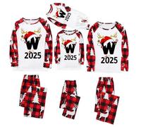 Generico Pigiama Famiglia Natale Set Pigiama di Capodanno Indumenti da Notte Abiti Natalizi Tuta Invernale Pigiama con Stampa di Lettere Dalla A-Z per papà Mamma Bambini