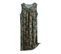 Generico Pigiama Intero Donna Canotte Donna Cotone Estive Dress for Women Casual O Neck Pattern Print Sleeveless Fly Print Dress with Pocket Casual Long Pigiama con Bottoni JN XXXXXL