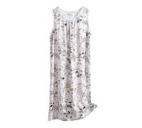 Generico Pigiama Intero Donna Canotte Donna Cotone Estive Dress for Women Casual O Neck Pattern Print Sleeveless Fly Print Dress with Pocket Casual Long Pigiama con Bottoni Dark Gray XXXXXL