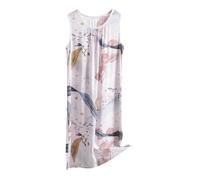 Generico Pigiama Intero Donna Canotte Donna Cotone Estive Dress for Women Casual O Neck Pattern Print Sleeveless Fly Print Dress with Pocket Casual Long Pigiama con Bottoni Black XXXXXL