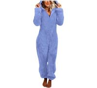 Generico Pigiama Intero Pile Donna Invernale Morbido e Caldo Pile Onesies Pigiama con Cappuccio e Tasche Costume da Animali Adulto Loungewear Tuta Intera in Peluche per Carnevale Halloween Natalizia