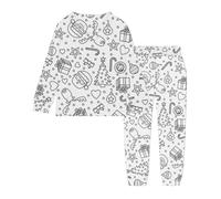 Generico Pigiama Invernale Bambina da Colorare/Dipingere Arte Dipinti Natale Manica Lunga Set Pigiami per Rragazza DIY Completo 2 Pezzi Sleepwears per Giocare e Dormire Biancheria da Notte