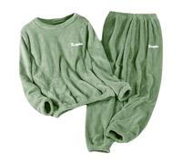 Generico Pigiama Invernale da Donna, in Pile, Morbido, in Flanella, in Due Pezzi, in Spugna, Soffice, per La Casa, 2 Pezzi con Scollo A Abbigliamento Lungo Morbido E Confortevole