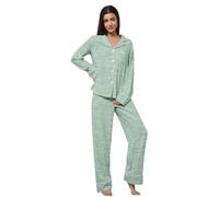 Generico Pigiama Invernale Donna - Donna in Flanella a Maniche Lunghe con Bottoni e Pantaloni Comodi e Accogliente per la Casa Set Elegante con Colletto Adatto per Autunno Inverno e Primavera