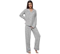 Generico Pigiama Invernale Donna - Donna in Flanella a Maniche Lunghe con Bottoni e Pantaloni Comodi e Accogliente per la Casa Set Elegante con Colletto Adatto per Autunno Inverno e Primavera