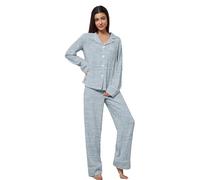 Generico Pigiama Invernale Donna - Donna in Flanella a Maniche Lunghe con Bottoni e Pantaloni Comodi e Accogliente per la Casa Set Elegante con Colletto Adatto per Autunno Inverno e Primavera