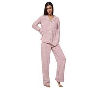 Generico Pigiama Invernale Donna - Donna in Flanella a Maniche Lunghe con Bottoni e Pantaloni Comodi e Accogliente per la Casa Set Elegante con Colletto Adatto per Autunno Inverno e Primavera