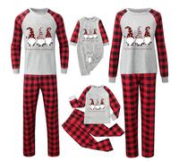 Generico Pigiama Natale Famiglia Coordinati, Completo per Natale 2 Pezzi Lungo Indumenti da Notte e Pantaloni Comodo Pigiami Scozzesi 2025 Tuta Pigiama Set per Uomo Donna Bambino Regalo Natalizio 1