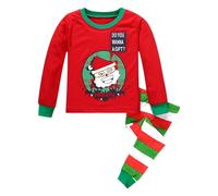 Generico Pigiama Natalizio Bambina 1-7 Anni Pigiama di Natale Bambino Invernale Babbo Pigiami Invernali Ragazza 2 Pezzi Set Maglia Manica Lunga e Pantaloni Caldo Completo d Casa (Verde, 5-6 Anni)