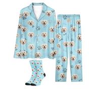 Generico Pigiama Personalizzato con volti per Uomo e Donna, Regali di Pigiama per la Famiglia, Mamma di Gatti, Mamma di Cani, Pigiama Personalizzato