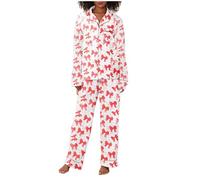 Generico Pigiama Pile Donna Invernale Pigiama Donna Felpato Women S Winter Spring Home Leisure Bow Love Loose Imitation Color DING Pajama Sleepy Pants Set Set con Pink L