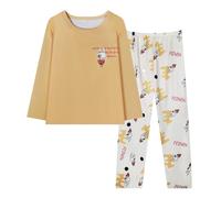 Generico Pigiama Raso Donna Pigiama Cotone Women S Autumn Winter Round Neck Cute Printed Loose Home Casual Pajama Sleeper Set Canotte Donna Cotone Estive da Yellow XXL