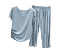 Generico Pigiama Set Donna Pezzi Stampato Personalizzato Comodo Viscosa Elasticizzata Accessorio Coordinato 2025 Due Disponibile Fino alla Taglia