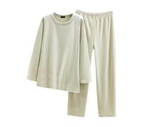 Generico Pigiama Uomo Caldo, Pigiama Termico in Flanella con Camicia a Maniche Lunghe e Pantaloni, Comodo Completo in Due Pezzi Foderato in Pile per l'Abbigliamento Invernale da casa (Green, XXXXL)