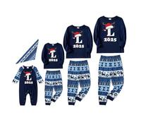 Generico Pigiami Coordinati Famiglia Girocollo Due Pezzi Pigiama Abbinati Coppia Coordinati Pigiami Natalizi Per Papà Mamma Bambini Comodo Christmas Pyjama Capodanno Manica Lunga Indumenti Da Notte