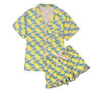 Generico Pigiami da Donna, Elegante Pigiama A Maniche Corte con Bottoni per Serate Rilassanti E Abbigliamento da Notte Ideale per San Valentino