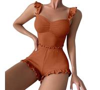 Generico Pigiami Donna Estivi Corti Cotone Set Per Donna Abito Estivo Top Senza Maniche E Pantaloni Corti Biancheria Da Notte E Set Da Pantalone Estivo Vestiti Estivi Brown L