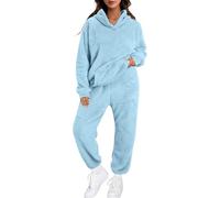 Generico Pigiami Due Pezzi da Donna Pigiama in Pile Morbido Caldo Pigiami Top Felpa Manica Lunga E Pantaloni Completo Invernale Set da Pigiami Curvy per La Casa con Felpa E Pantaloni Felpato Morbido