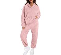 Generico Pigiami Due Pezzi da Donna Pigiama in Pile Morbido Caldo Pigiami Top Felpa Manica Lunga E Pantaloni Completo Invernale Set da Pigiami Curvy per La Casa con Felpa E Pantaloni Felpato Morbido