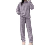 Generico Pigiami Due Pezzi da Donna Pigiama in Pile Pigiama Caldo Pigiami Due Pezzi Stitch Felpa Manica Lunga Completo Invernale Set da Salotto Curvy per La Casa con Felpa E Pantaloni