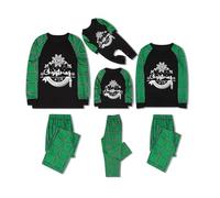 Generico Pigiami Natalizi per Tutta la Famiglia, Pigiama Natale Famiglia con Simpatico Renna, Scollo Rotondo a Quadri Pigiama Natalizio Coordinati Due Pezzi, Pigiami di Natale per Coppia 03