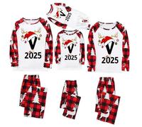 Generico Pigiami Natalizi per Tutta la Famiglia, Pigiama Natale Famiglia con Stampa di Lettere Dalla A-Z, Pigiama Natalizio Coordinati 2 Pezzi, Pigiami di Natale per Coppia Donna Uomo Bambina Bambino