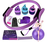 Generico Pilates Essentials Kit for Women, Pilates Ring and Ball Set, 25cm Figure 8 Resistance Band Yoga Bands for Stretching, Booty Bands for Working out Glutes Yoga Ball (C)