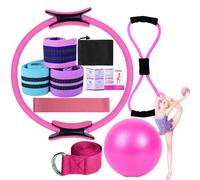 Generico Pilates Essentials Kit for Women, Pilates Ring and Ball Set, 25cm Figure 8 Resistance Band Yoga Bands for Stretching, Booty Bands for Working out Glutes Yoga Ball (E)