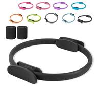 Generico Pilates Ring Fitness Trainer, Pilates Ring Magic with Double Padded Handles, Pilates Ring Fitness Circle 14.96" Yoga Rings Magic Circle, for Toning Arms, Legs Men And Women (Black)