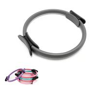 Generico Pilates Ring Fitness Trainer, Pilates Ring Magic, with Dual Padded Handles Exercise Resistance Equipment, Pilates Ring Fitness Circle 14.96" Yoga Rings Magic Circle for Toning Arms (Gray)