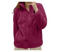 Generico Pile Donna con Zip, Giacca da Camera Donna Elegante Maniche Lunghe Senza Cappuccio E con Zip Giacche Teddy Versione Loose del N Tinta Unita Cappotto Caldo per Il Tempo Libero