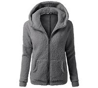 Generico Pile Donna Montagna Micropile Giubbotto Taglie Forti con Zip Giacca Leggera Trekking Comode Giacca Pile Lunga Leggero Giacca Invernale Felpa Pile Cappuccio Oversize