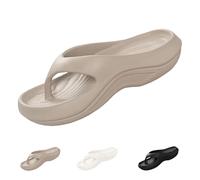Generico Pillow Arch Support Flip Flops, Flip Flops with Arch Support, for Women, Cushioning, Shock-Absorbing (Khaki,6-7)