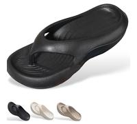 Generico Pillow Arch Support Flip Flops, Ladies Platform Flip Slides, Orthopedic Sandals Arch Support, for Family, Outing, Beach (Black,39)