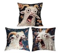 Generico Pillow Covers | 45x45cm Screaming Seamless Goat Cushion Protector | 3 Pieces Skin-Friendly Comfort Pillow Covers,for Bedroom Home Dorm Reading Nook Apartment Farmhouse Couch Sofa