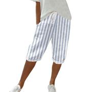 Generico Pinocchietto Donna Estivi Cotone E Lino Capri Larghi Pantaloni 3/4 Estivi Comodi Tinta Unita Pinocchietti Donna Spiaggia Traspirante Pinocchietto Cropped Corti Vita Alta Eleganti Bermuda
